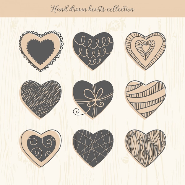 Hand drawn hearts collection