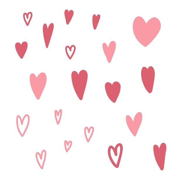 Hand drawn hearts doodle red and pink love heart collection Vector illustration for prints wrapping paper fabric cards posters stickers banners