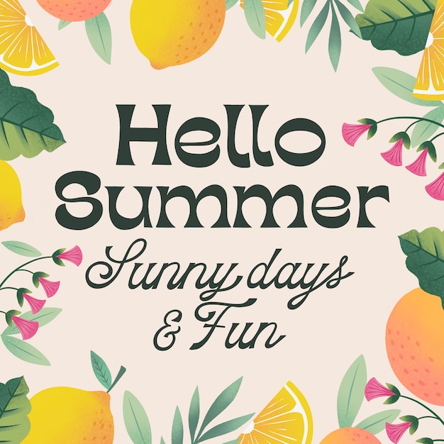 Hand drawn hello summer lettering