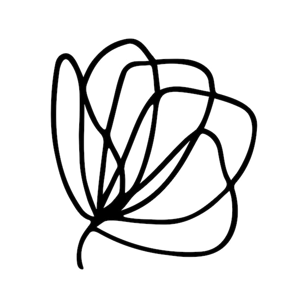 Hand drawn herbal floral clipart One line doodle vector