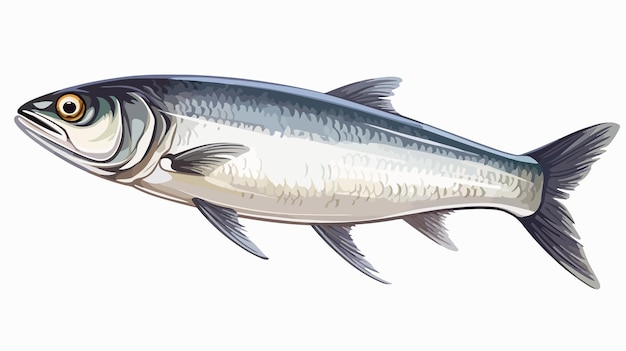 Vector hand drawn herring fish in digital painting style