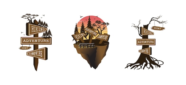 Hand drawn hiking travel badge vector design