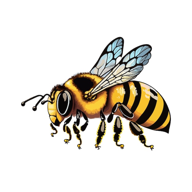 Hand drawn honey bee cartoon illustration vector design