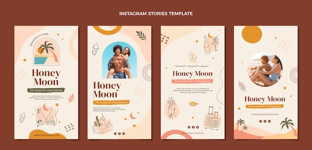 Hand drawn honeymoon instagram stories