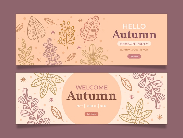 Hand drawn horizontal banner template for autumn celebration