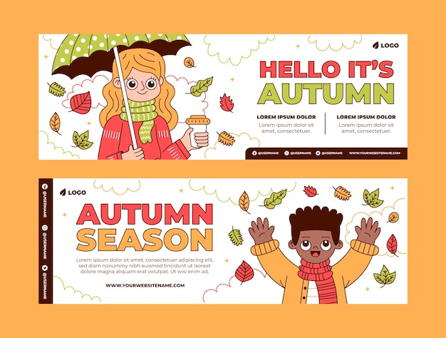 Hand drawn horizontal banner template for autumn celebration