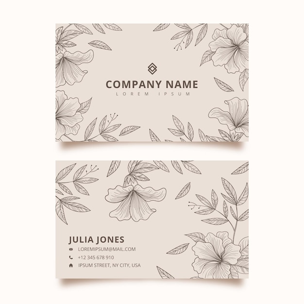 Hand drawn horizontal business card