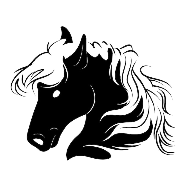 Hand drawn horse head silhouette