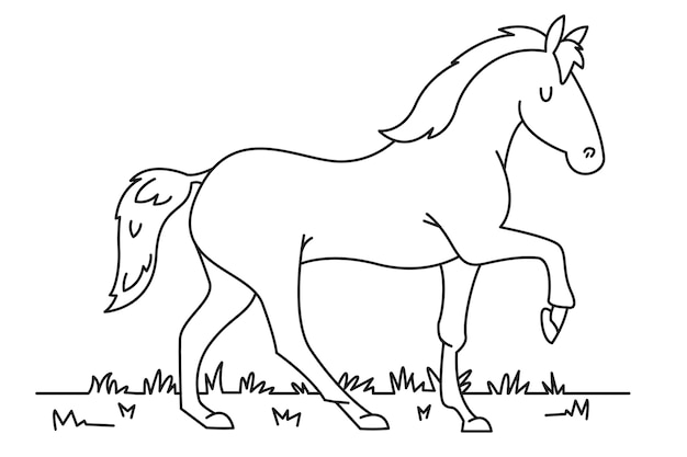 Hand drawn horse outline illustration