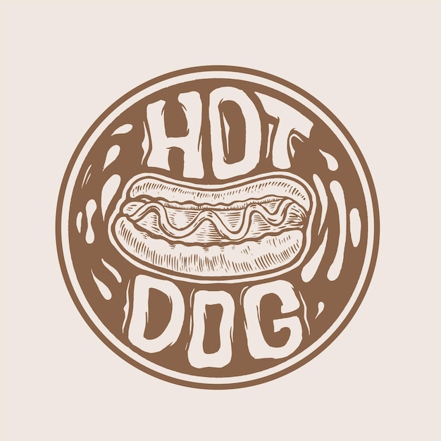 Hand drawn Hot Dog logo for restaurant