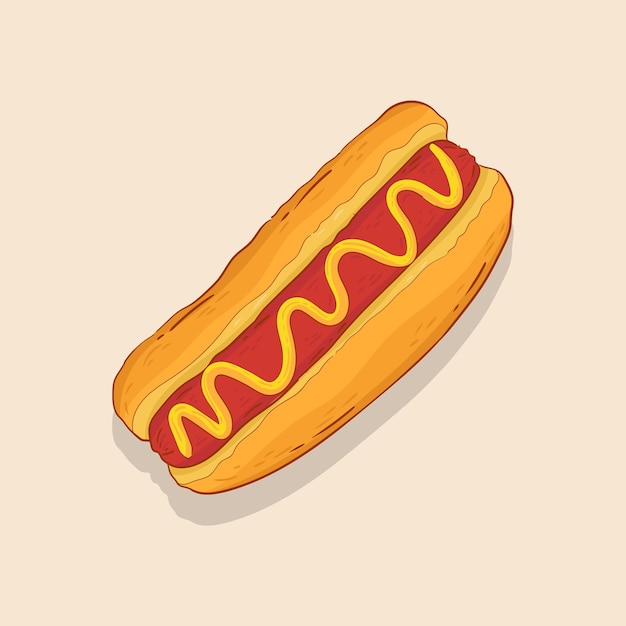 hand drawn hot dog sandwich vector, food retro color