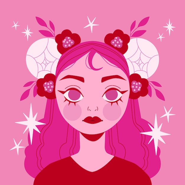 Hand drawn hot pink illustration