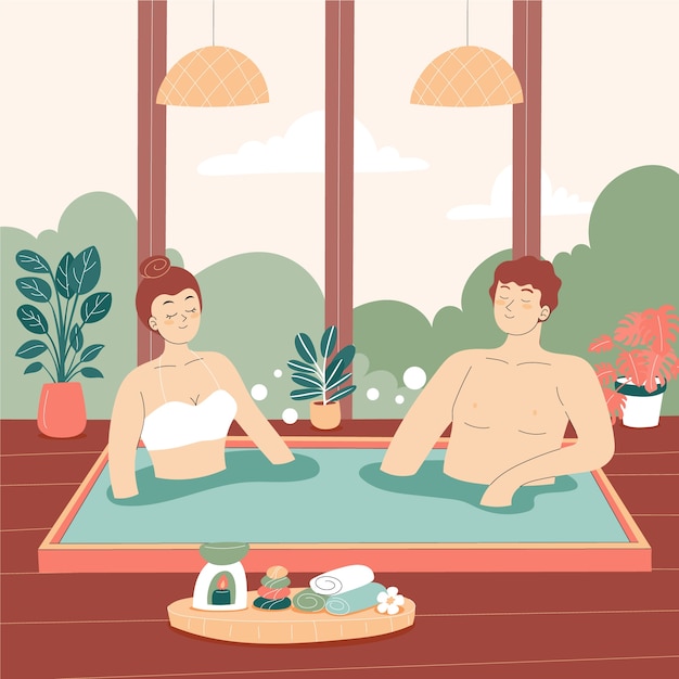 Hand drawn hot tub illustration