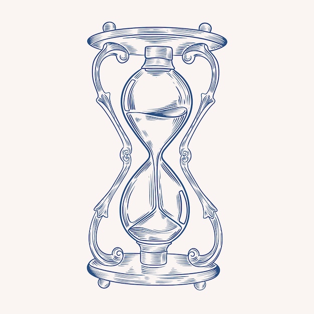 Hand drawn hourglass drawing illustration