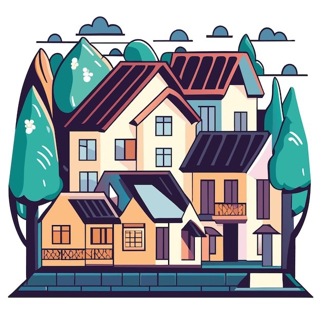 Hand drawn house illustration or house vector illustration or house coloring book page