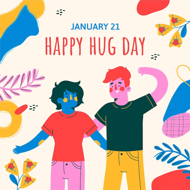 Hand drawn hug day illustration