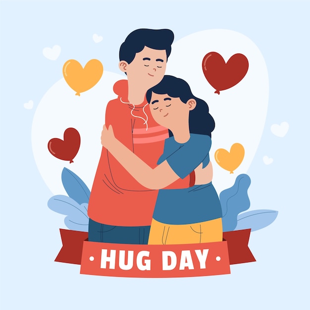 Hand drawn hug day illustration