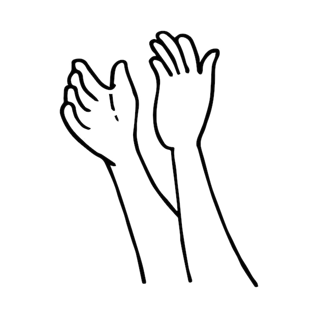 Hand drawn of human hands clapping ovation applause hand gesture on doodle style vector illustration