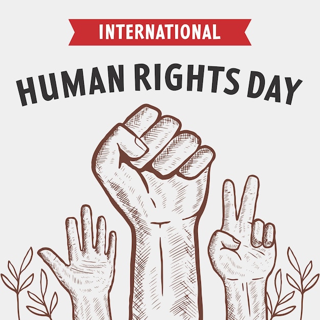 Hand drawn human rights day illustration