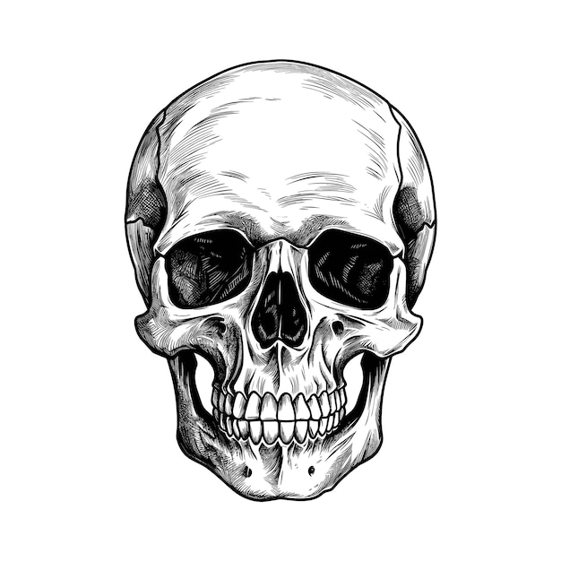 Hand drawn human skull concept