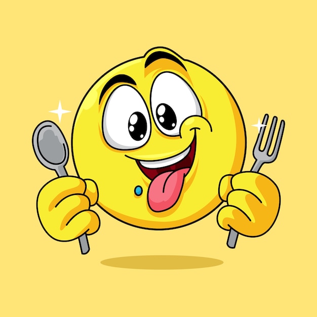 Hand drawn hungry emoji illustration