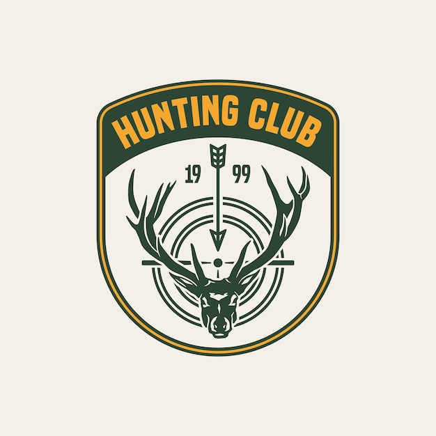 Vector hand drawn hunting club logo label badge