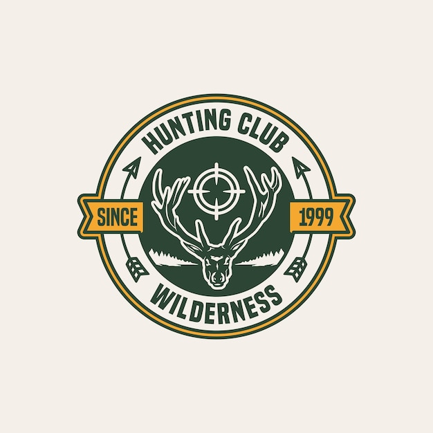 Hand Drawn Hunting Club Logo Label Badge