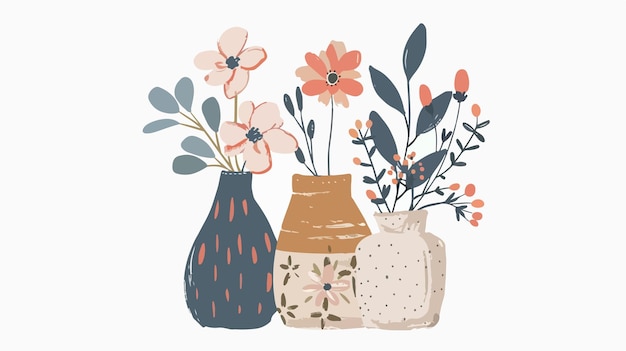 Vector hand drawn hygge scandinavian cozy floral home decor