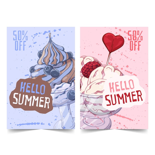 Hand drawn ice cream banners