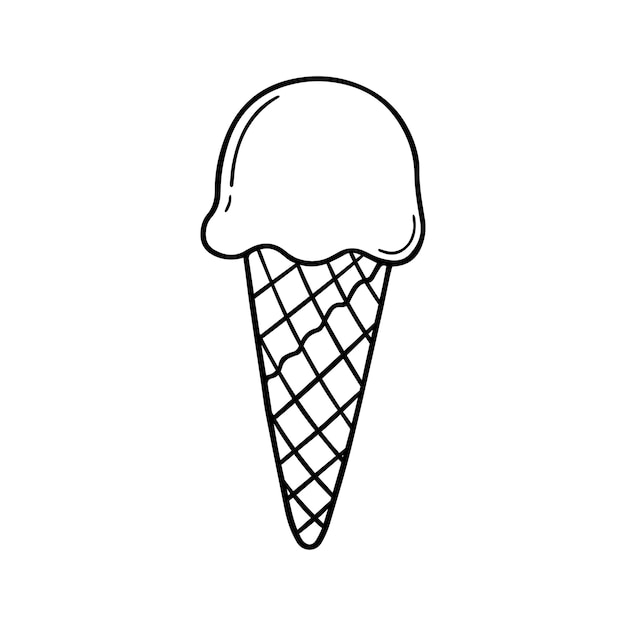 Hand drawn ice cream doodle Sweet dessert in sketch style