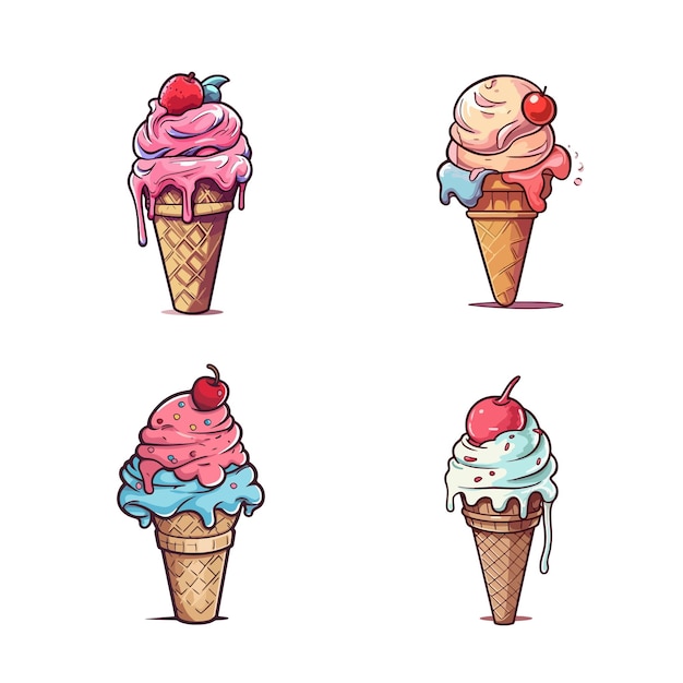 hand drawn ice cream illustration material