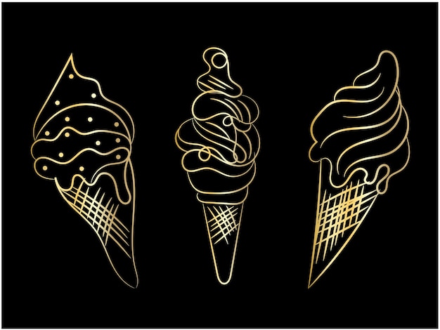 Vector hand drawn ice cream with flowers illustration