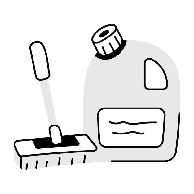 Hand drawn icon of cleaning products