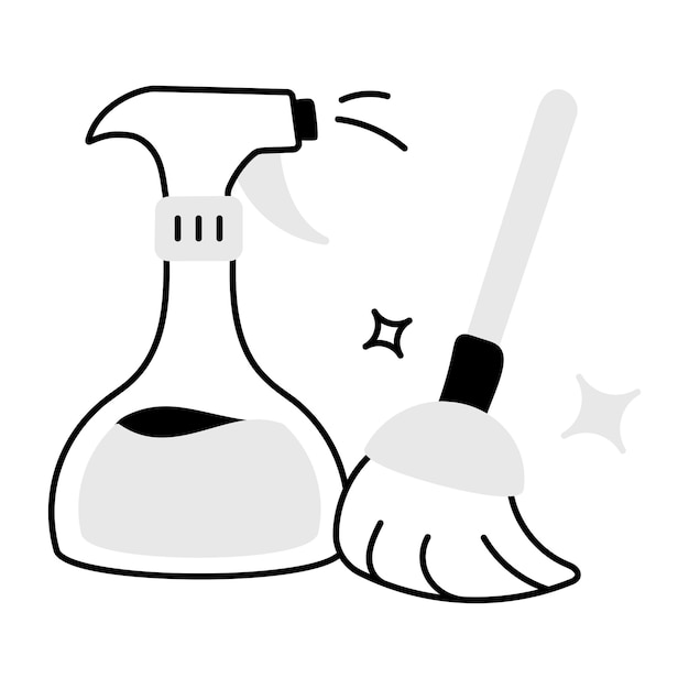 Hand drawn icon of cleaning spray