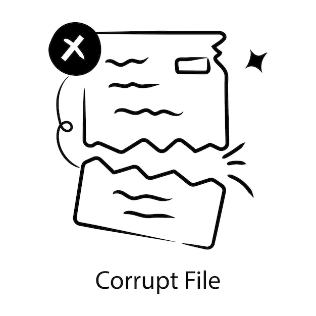 Vector a hand drawn icon of corrupt file