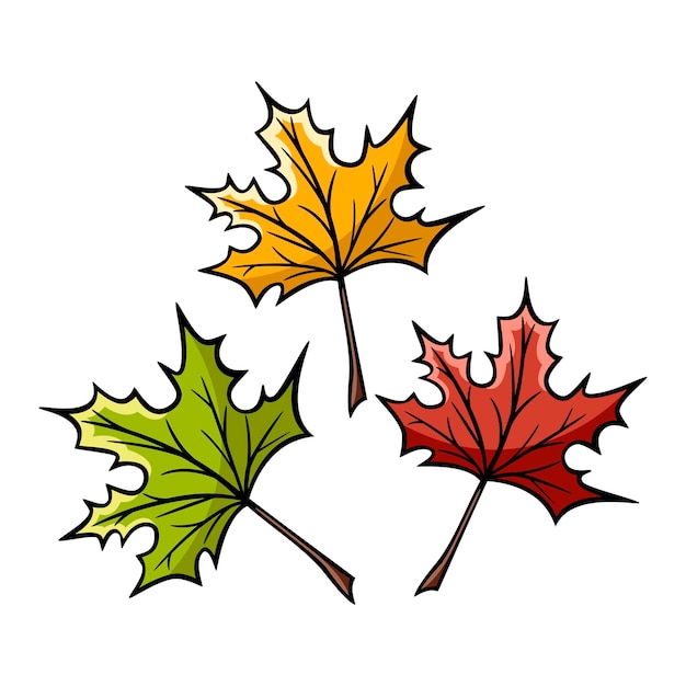 Hand drawn icon of leaves in doodle style isolated on white background