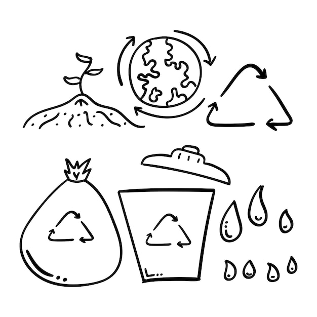 hand drawn icon promoting ecofriendliness and recycling perfect for use in any design project