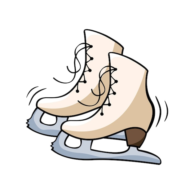 Hand drawn icon of skates in doodle style