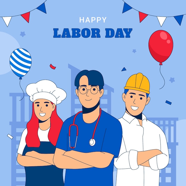 Hand drawn illustration for american labor day celebration