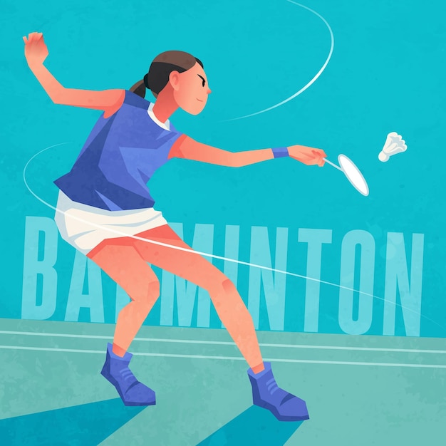 Vector hand drawn illustration of a badminton player