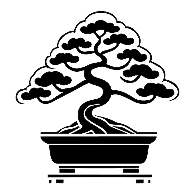 hand drawn illustration of bonsai tree