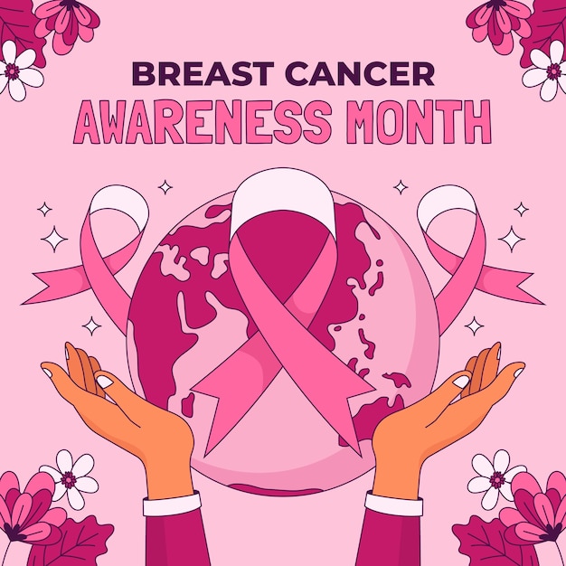 Hand drawn illustration for breast cancer awareness month