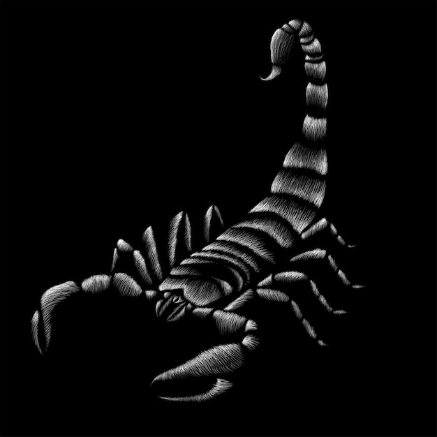 Hand drawn illustration in chalk style of scorpion