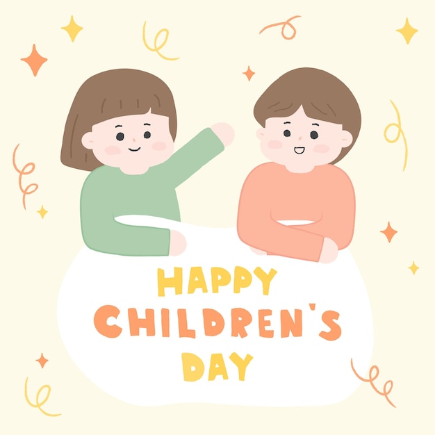 Hand drawn illustration of childrens day