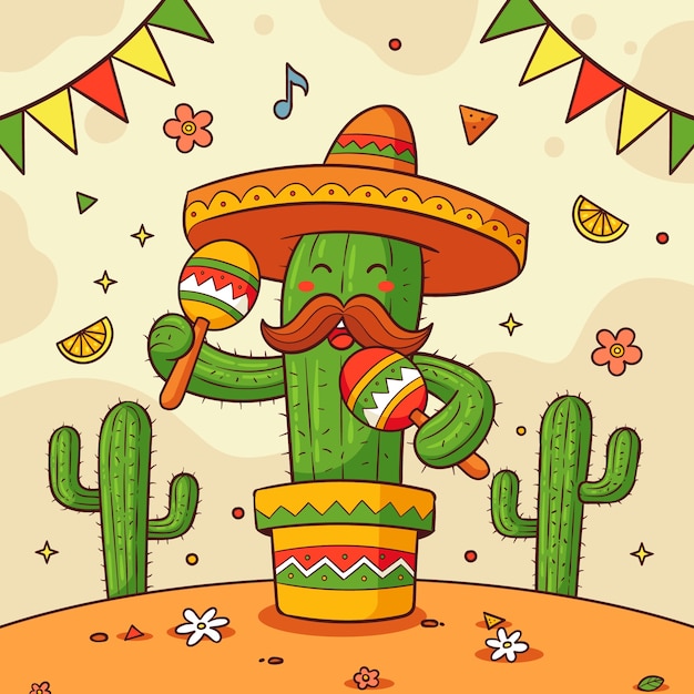 Hand drawn illustration for cinco de mayo celebration