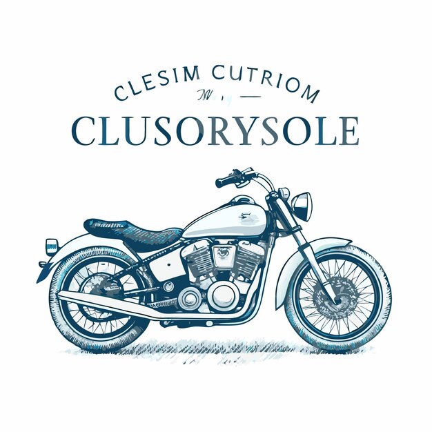 Vector hand drawn illustration of classic motorcycle rider custom made in retro vintage style