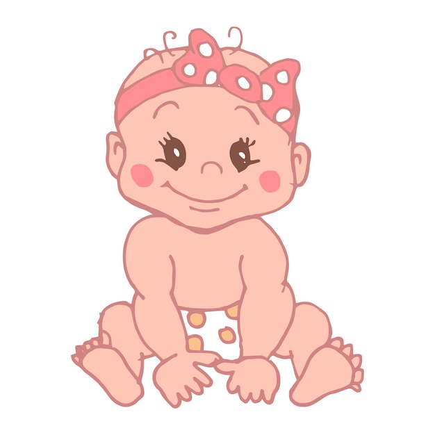 Hand drawn illustration of cute baby girl
