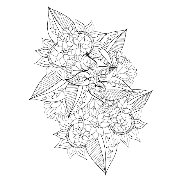 hand drawn illustration of a doodle flower zentangle vector sketch bouquets of engraved ink art