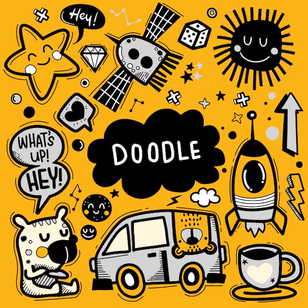 Hand Drawn Illustration of Doodle set , line tools drawing,Flat Design