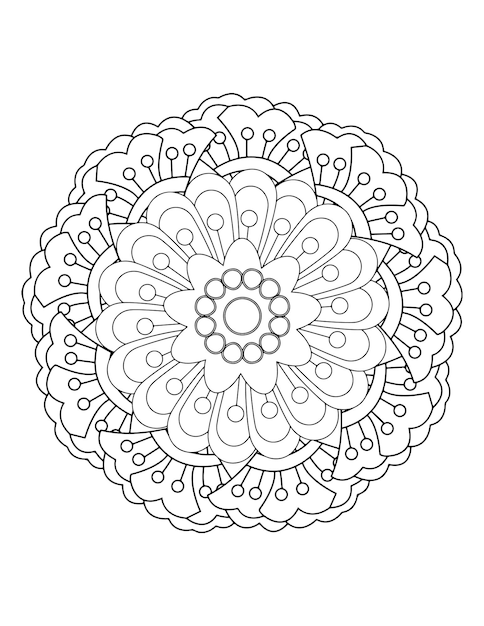 hand drawn illustration, floral coloring book for adults. mandala coloring pages printable seamless.